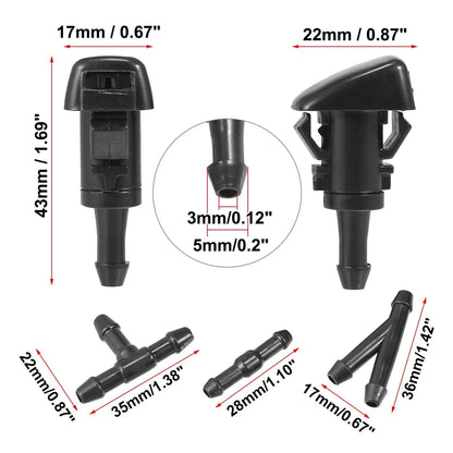 4 x Front Windshield Washer Nozzles for Dodge Avenger (2008-2014)