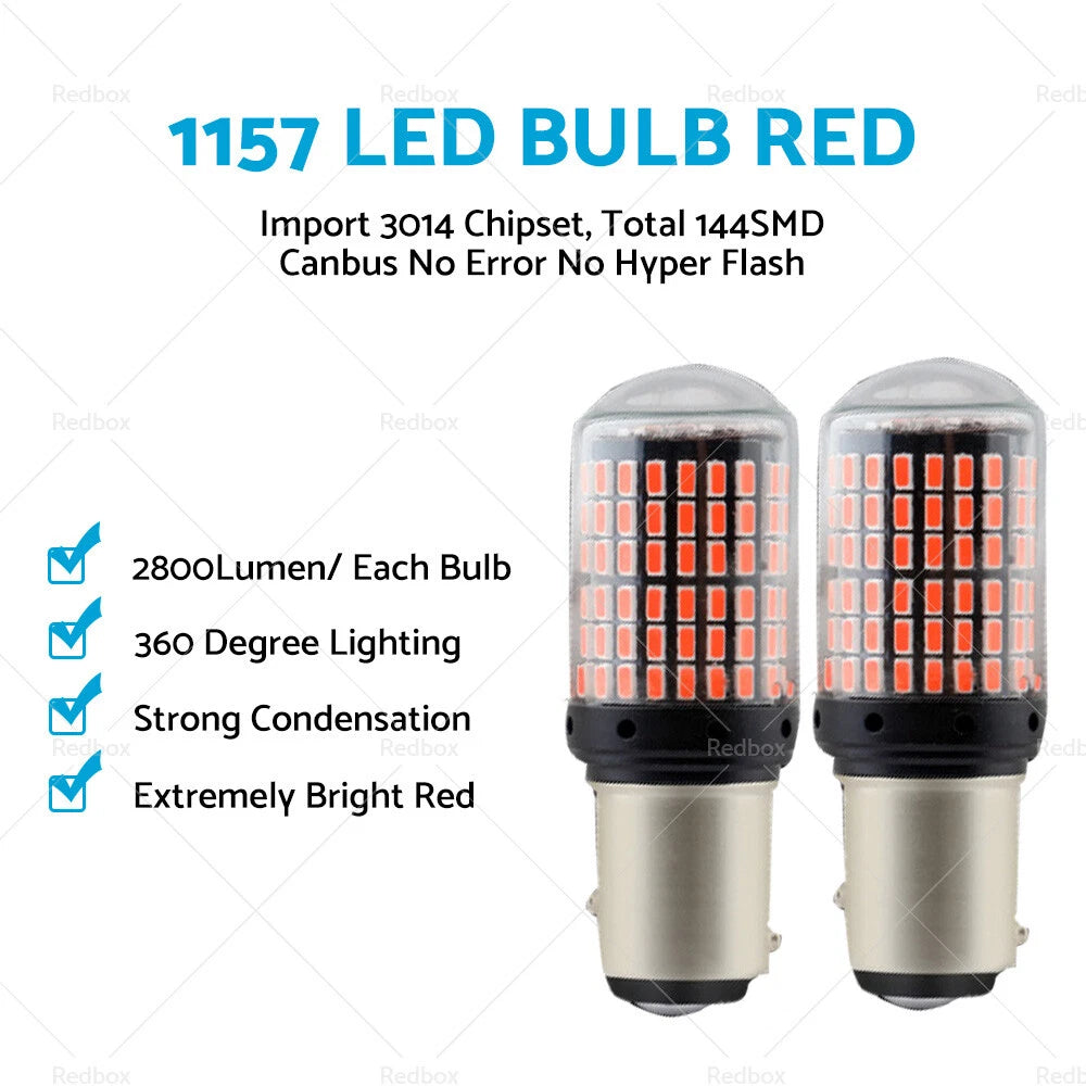 P21/5W BAY15D 1157 Red LED Brake Light Bulbs for Car (No Error)