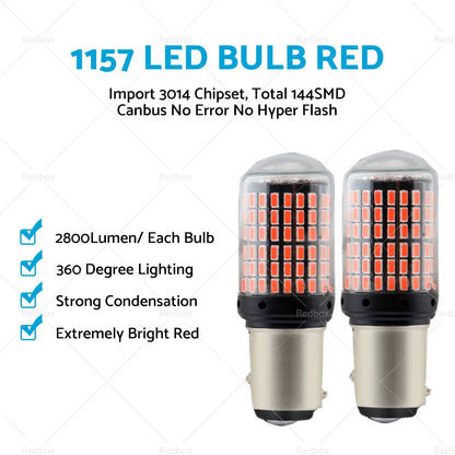 P21/5W BAY15D 1157 Red LED Brake Light Bulbs for Car (No Error)