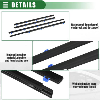 Window Weatherstrip Trim Seal Belt Kit Outer for Honda Civic (2012-2015)