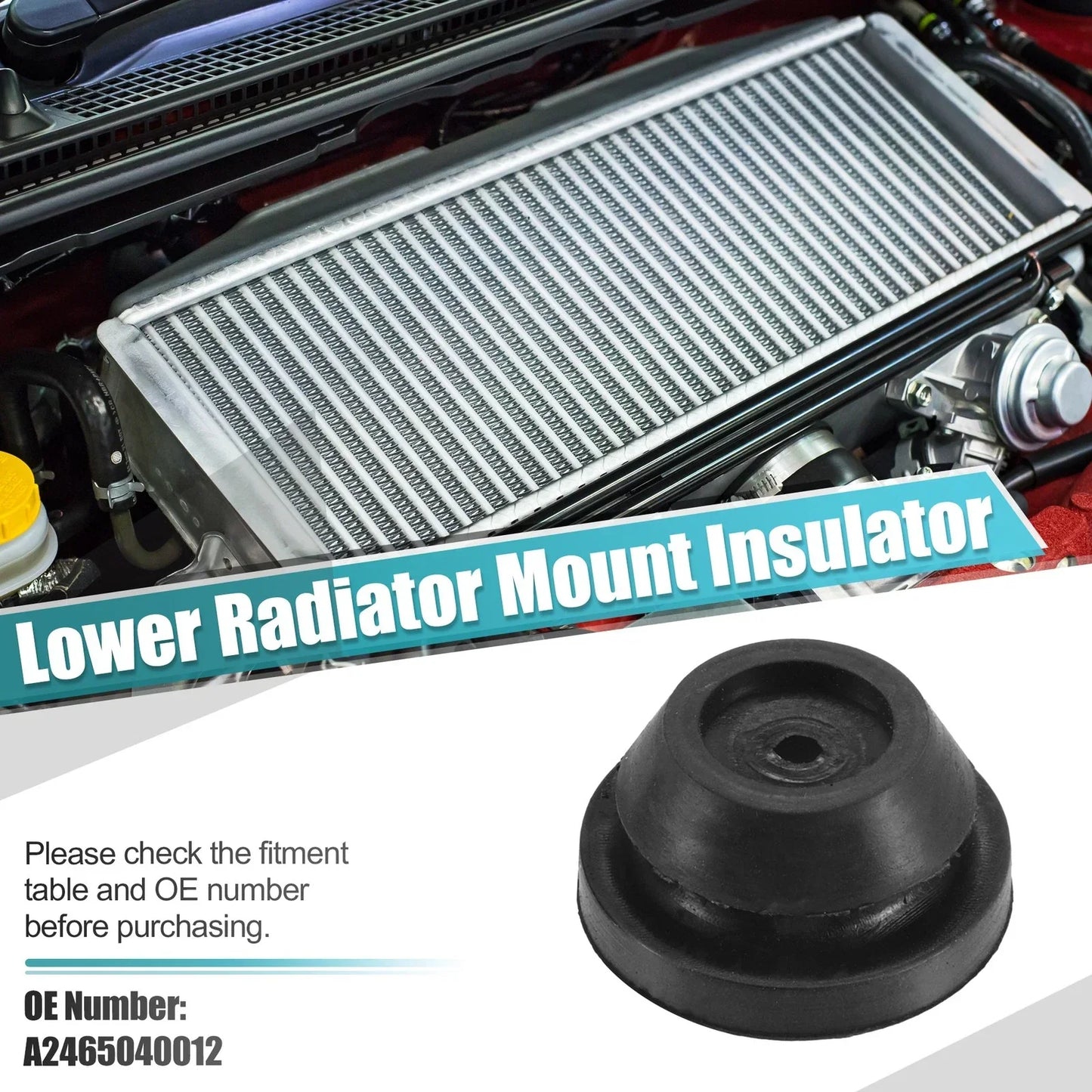 2 x Rubber Car Lower Radiator Mount Insulators for Mercedes-Benz CLA 45 AMG