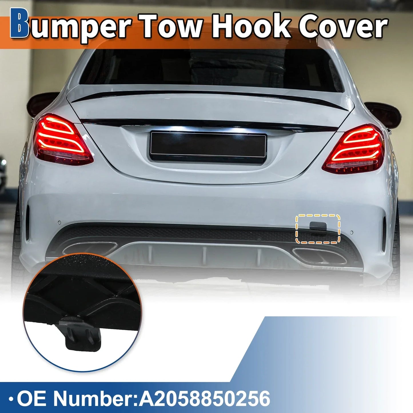 Rear Bumper Tow Hook Cover for Mercedes-Benz (2019-2023) - Tenorite Grey