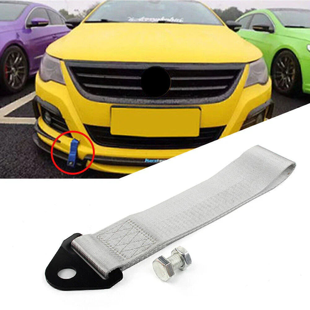Tow Strap Belt Rope for Universal Car Rear/Front Bumper - Gray