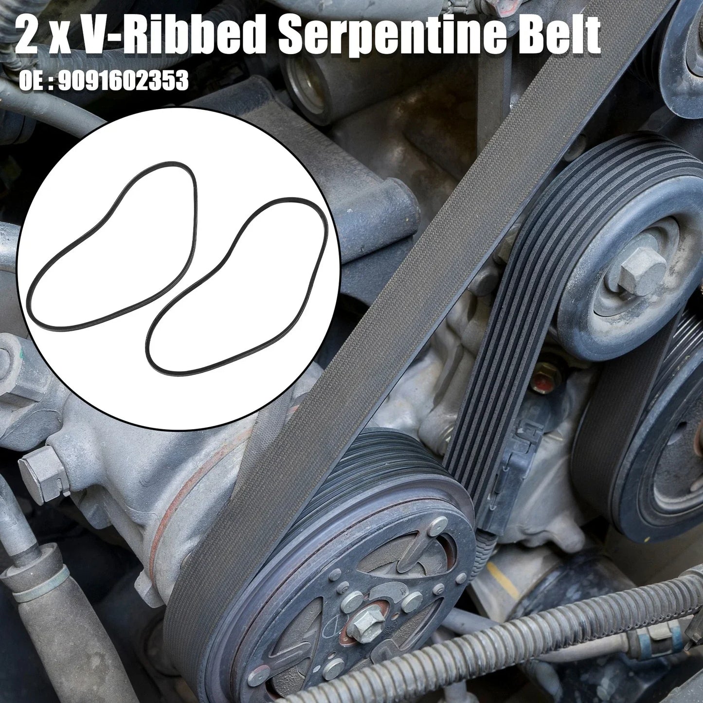 2 x V-Ribbed Serpentine Drive Belts for Lexus LX450 (1996-1997)