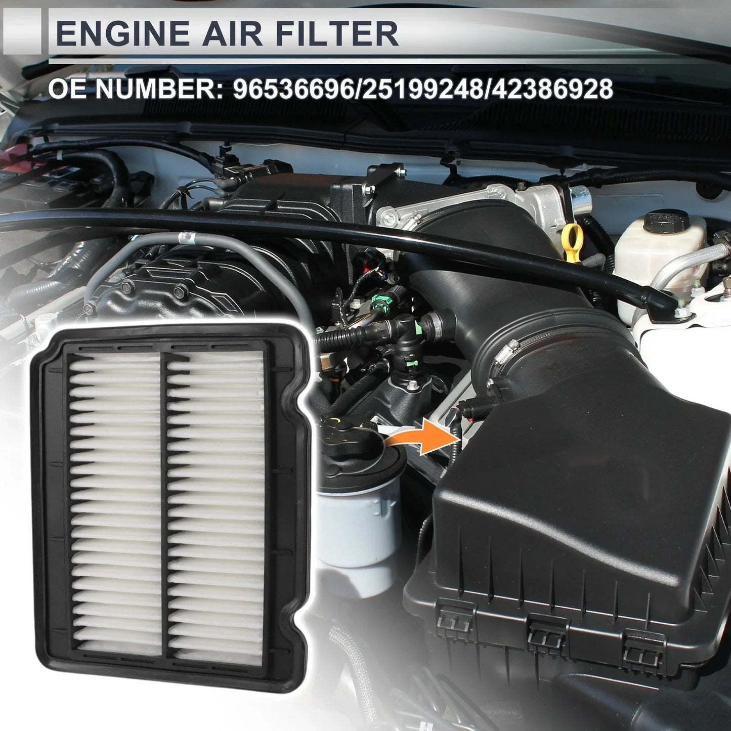 Car Engine Air Filter for Chevrolet Aveo 1.6L (2004-2011) - 1 x Filter