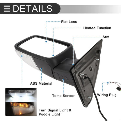 Tow Mirrors for Dodge Ram 1500 2009-2018 with Turn Signal Lights - 1 Pair