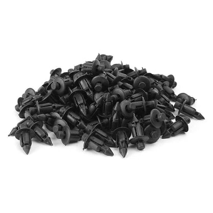6mm Plastic Push Rivets Fastener Pin Clips for ATV - 100 Pcs