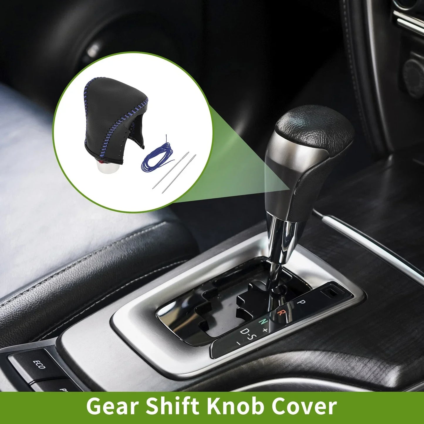 Gear Shift Knob Cover for Lexus ES300h 2018-2023 Black Blue Faux Leather