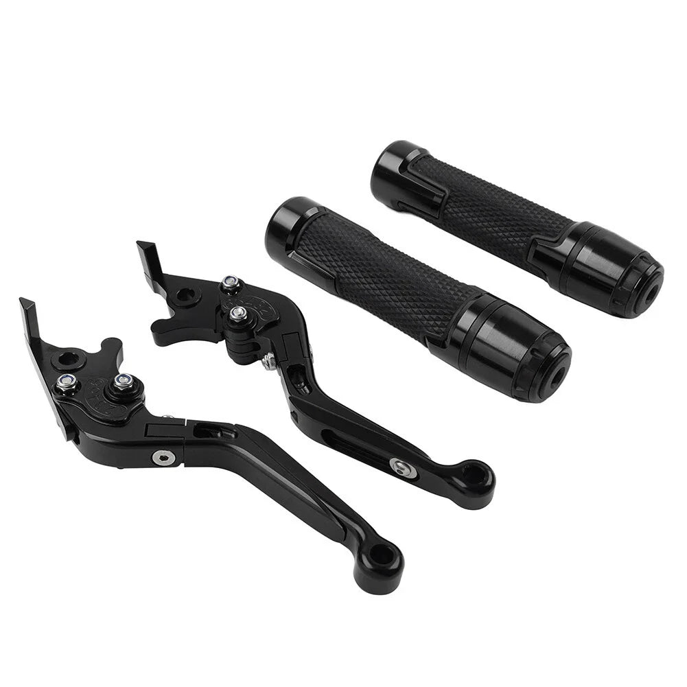 Black Extendable Brake Clutch Levers Grips Set for Aprilia Tuono V4 (2011-2023)