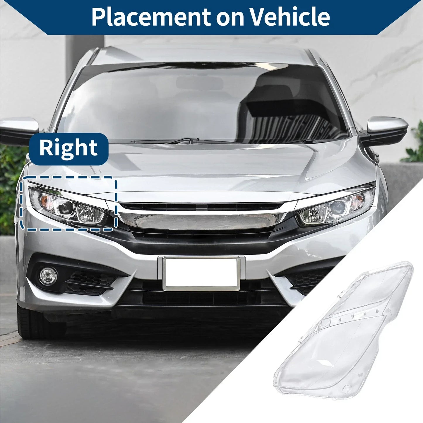 Car Front Right Headlight Lens Cover for Mercedes-Benz E350 (2009-2016)