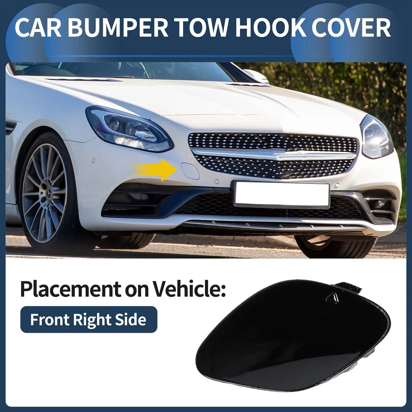Front Bumper Tow Hook Cover for Mercedes-Benz W172 R172 (2012-2019) Black
