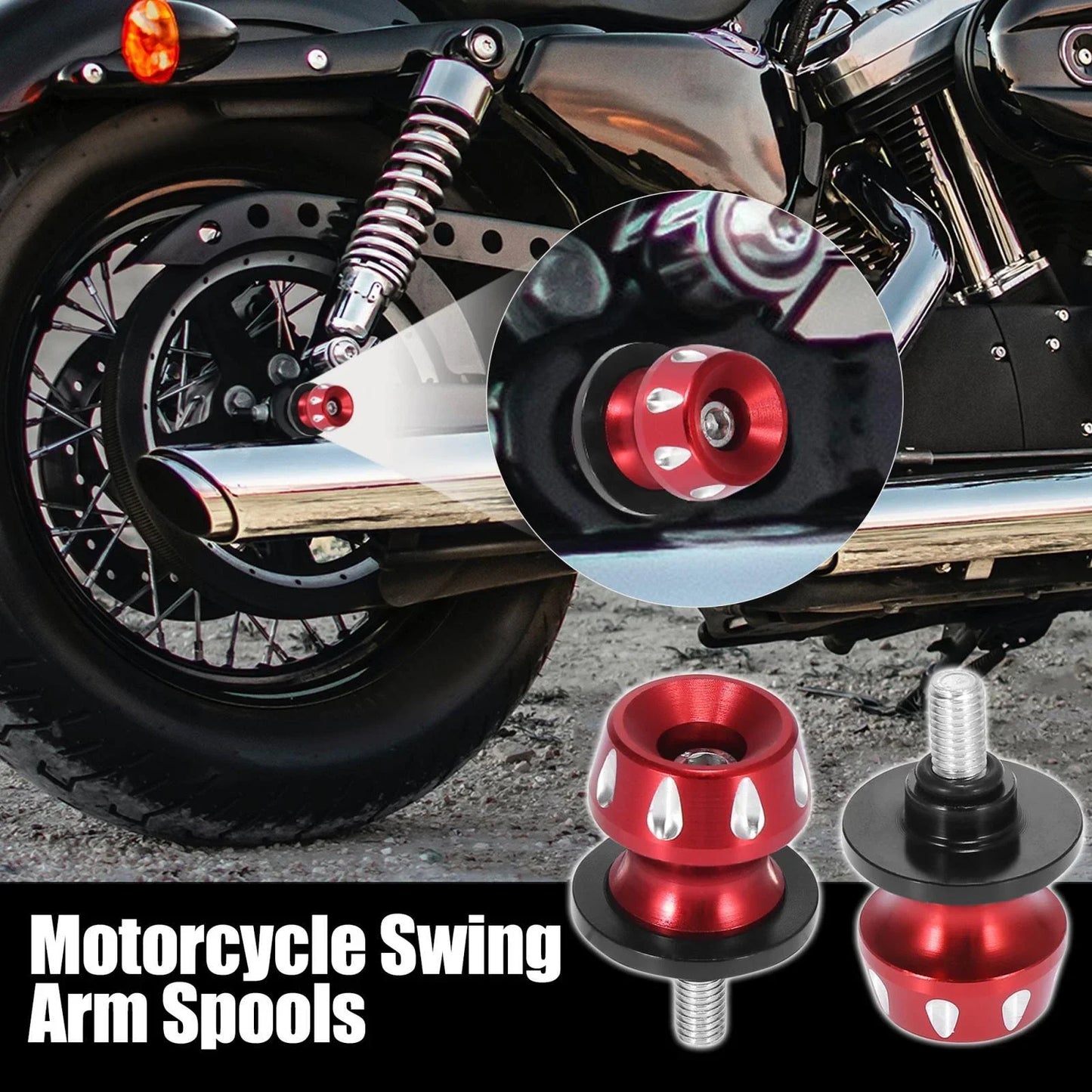 2 x M8x1.25 Red Motorcycle Swing Arm Spools for Honda & Suzuki