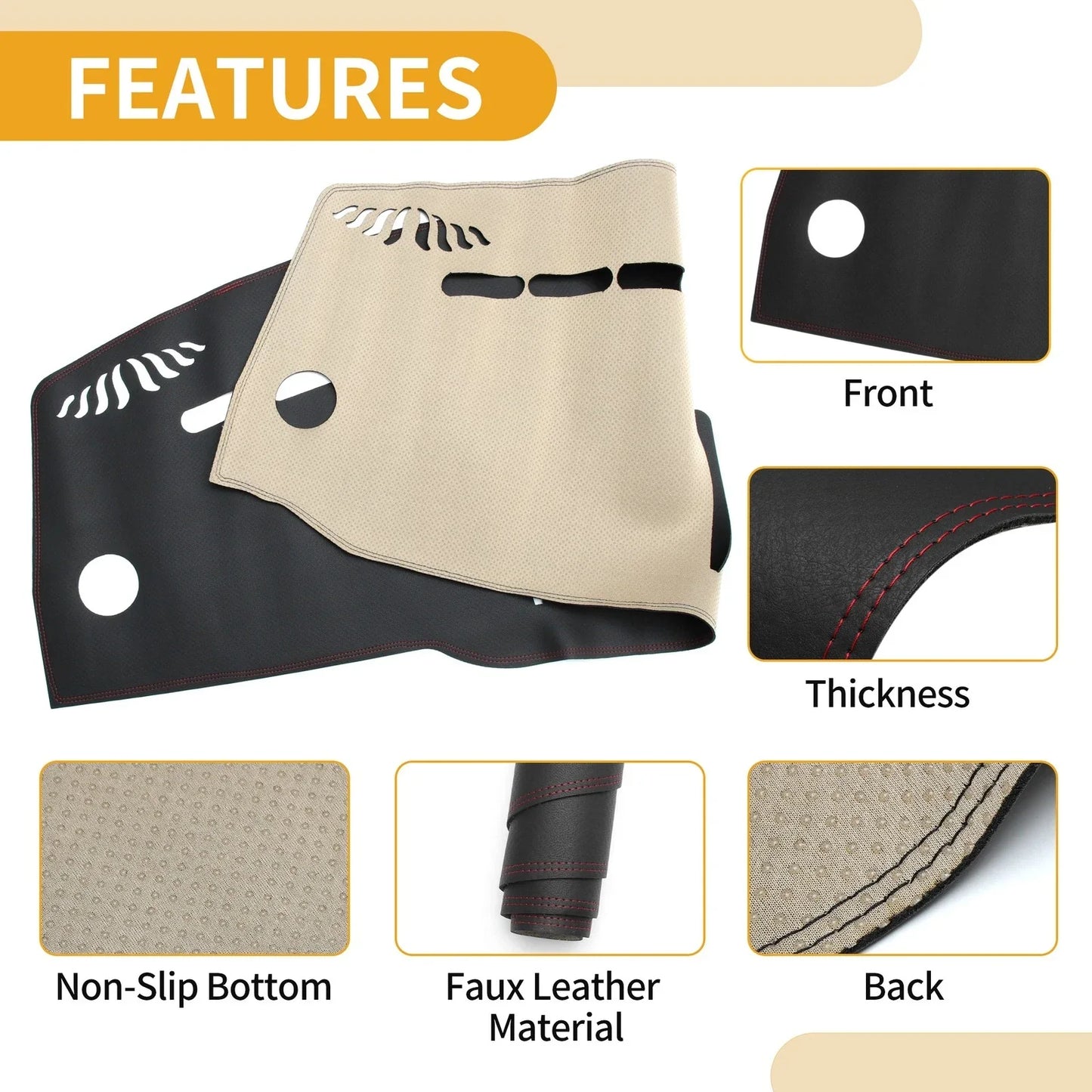 Dashboard Cover Mat for Mercedes-Benz Vito 2015-2020 - Black Red Carpet