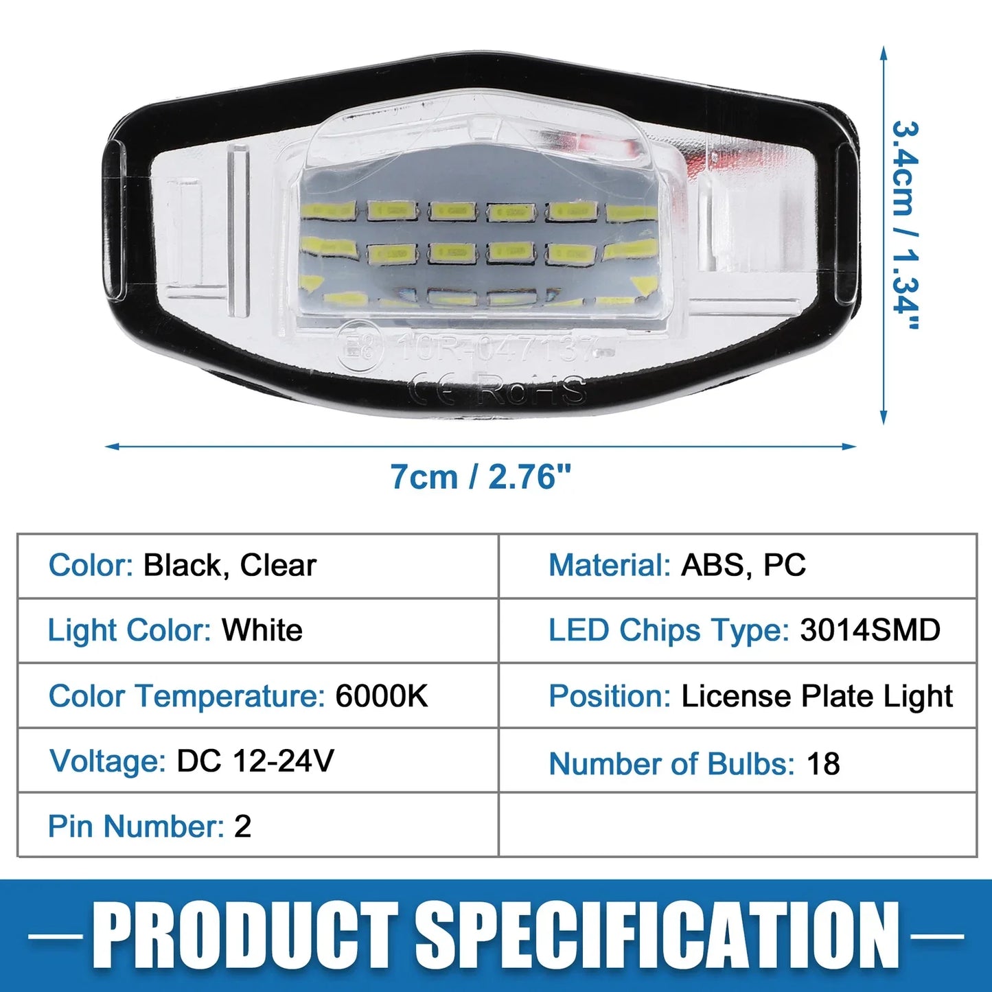 White LED License Plate Light Assembly for Acura (2016-2020)
