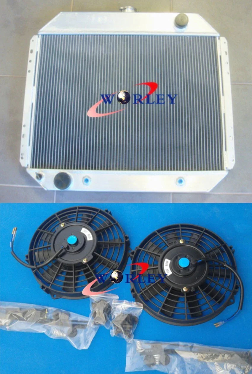 3 Row Aluminum Radiator + Fan for Ford F100 F150 F250 F350 Bronco (67-81)