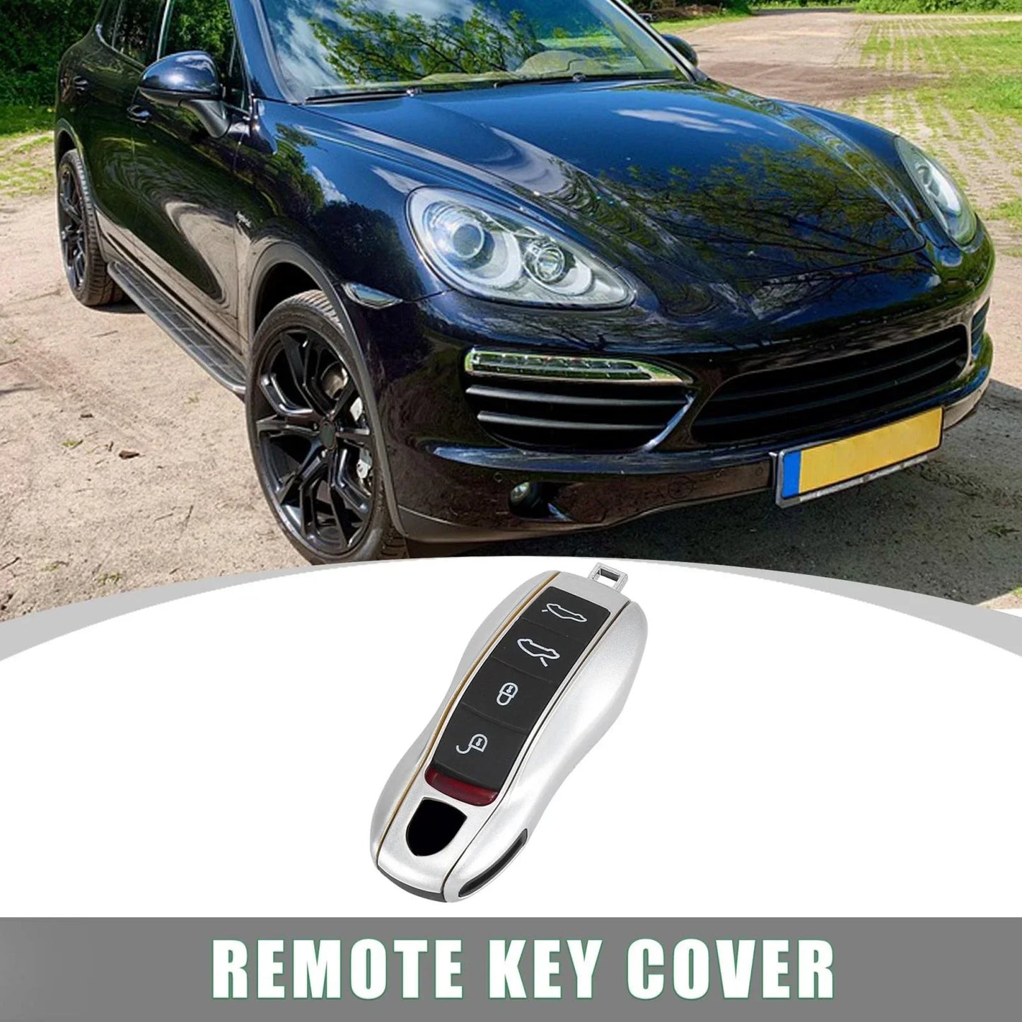 Silver Tone Car Remote Key Cover Fob Case for Porsche Cayenne, Panamera (2003-2023)