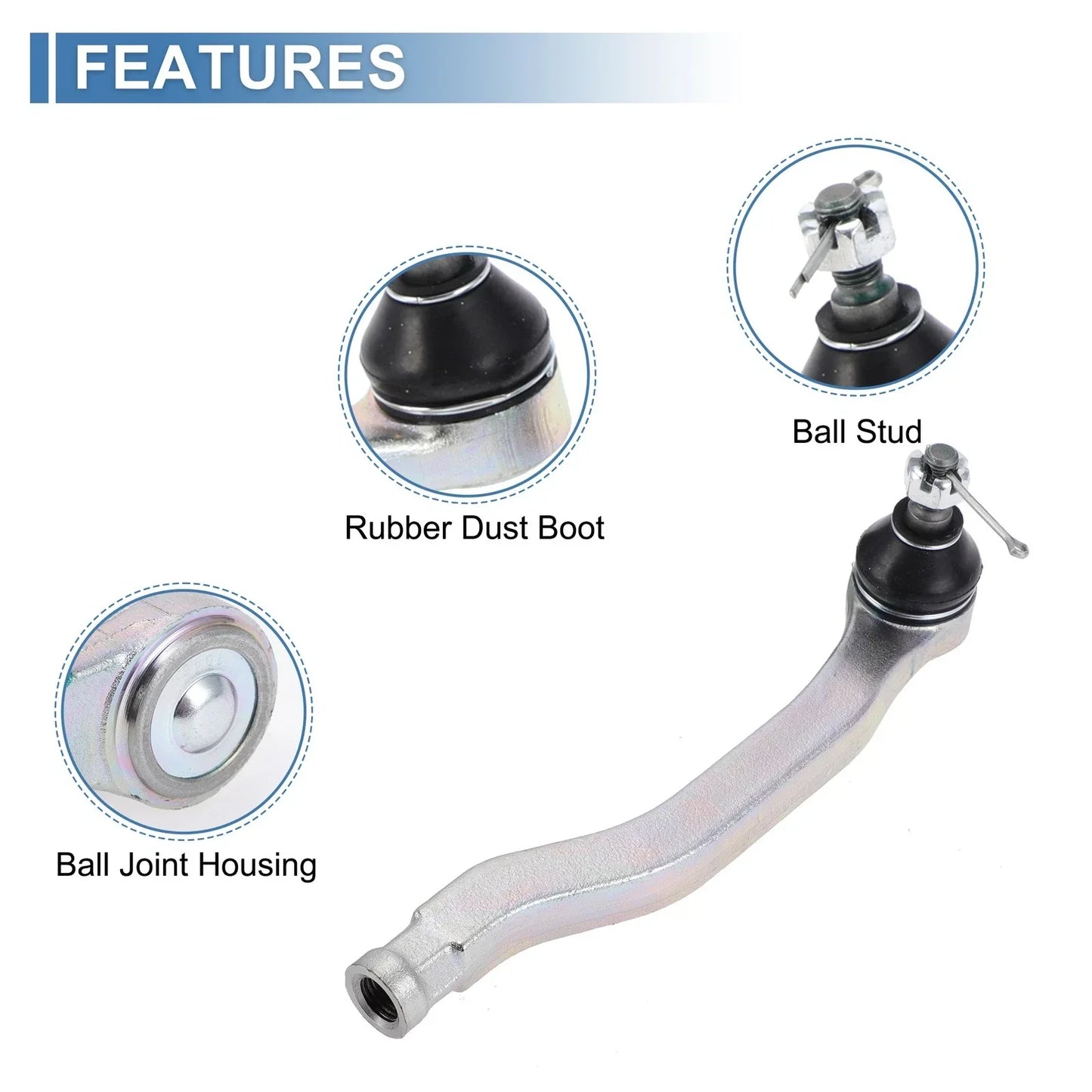 2 x Front Outer Tie Rod Ends for Honda Accord (1990-1993)