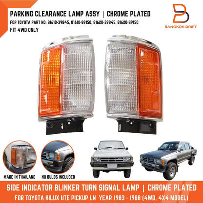 Side Repeater Light Lamp Chrome Rim for Toyota Hilux LN60 LN65 (2015-2020)
