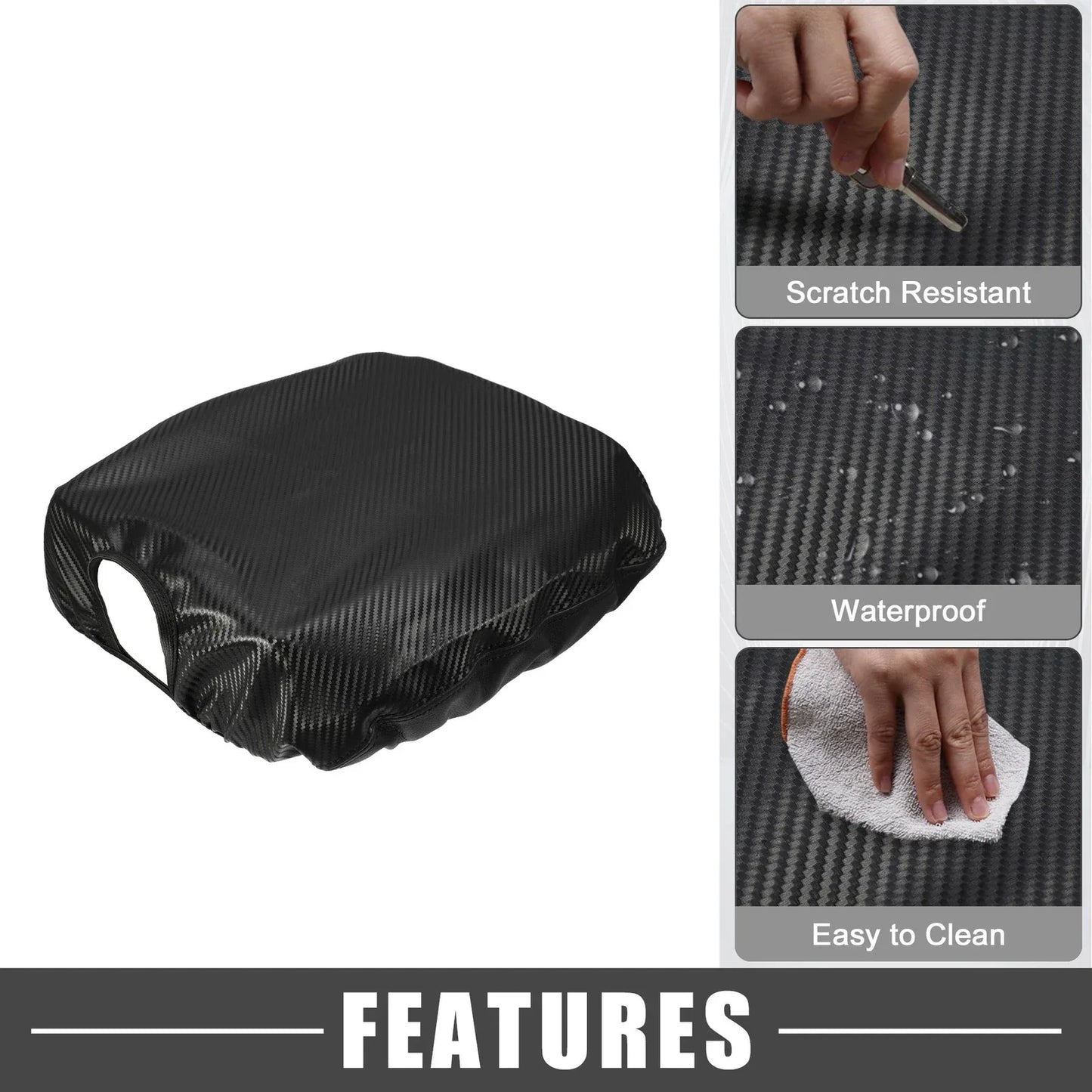 Center Console Cover Pad for Dodge Ram 1500 2009-2018 Carbon Fiber Black
