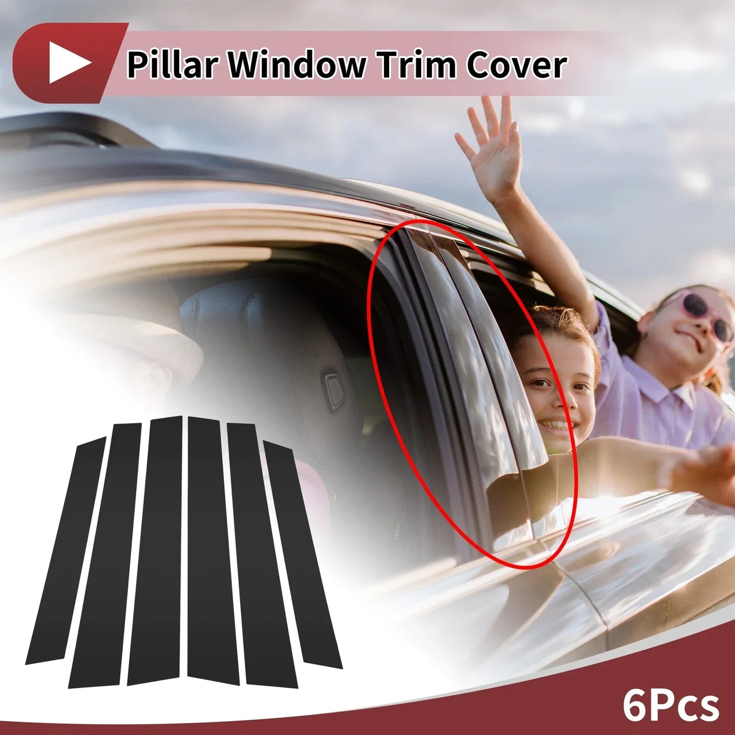 6 Pcs Car Door Pillar Window Trim for Honda CR-V (2008-2011) Black