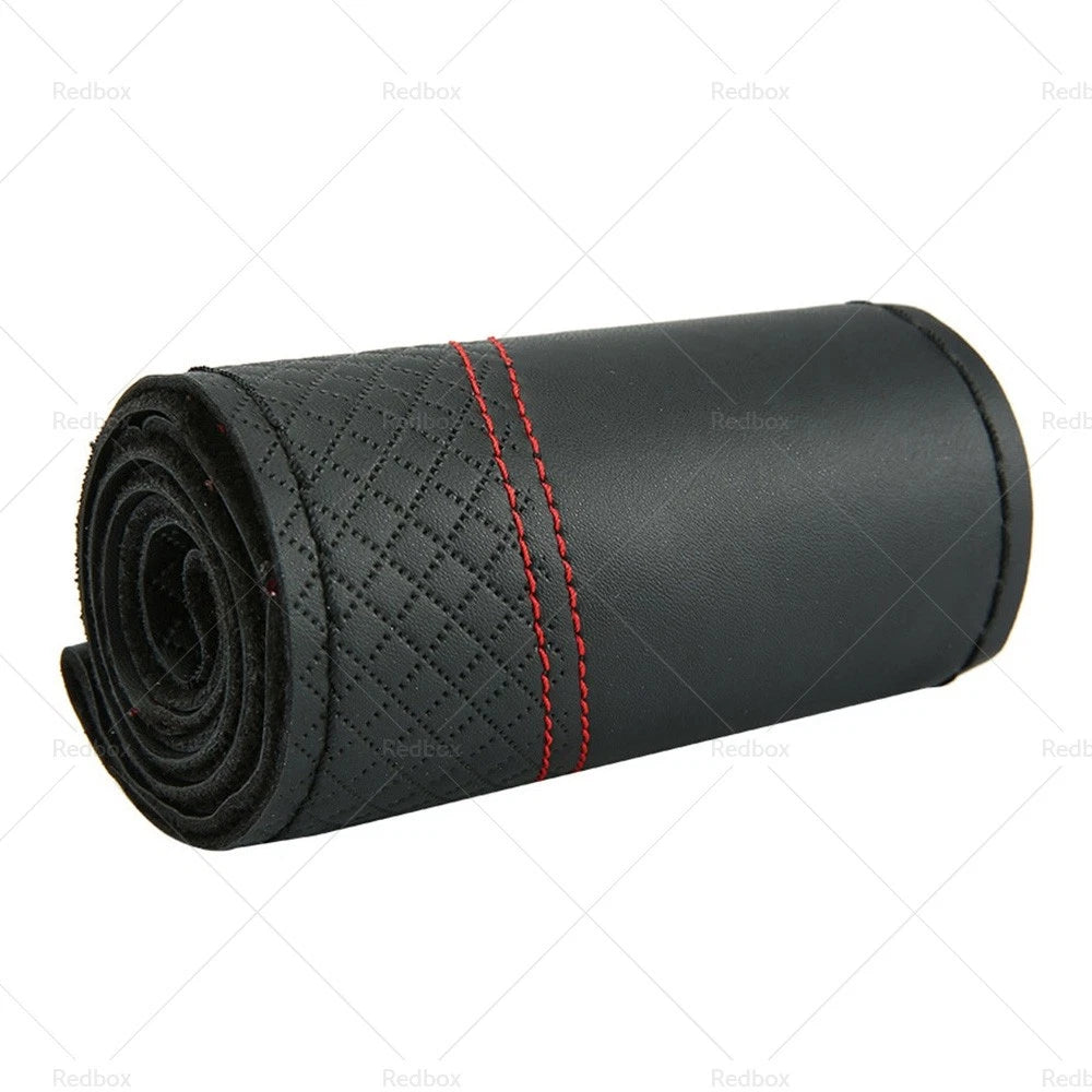 Premium Leather 38cm Steering Wheel Cover for Car - Auto Protection
