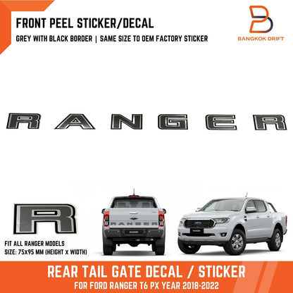 Rear Tailgate Insert Letters Decal Sticker for Ford Ranger PX3 (2018-2021)