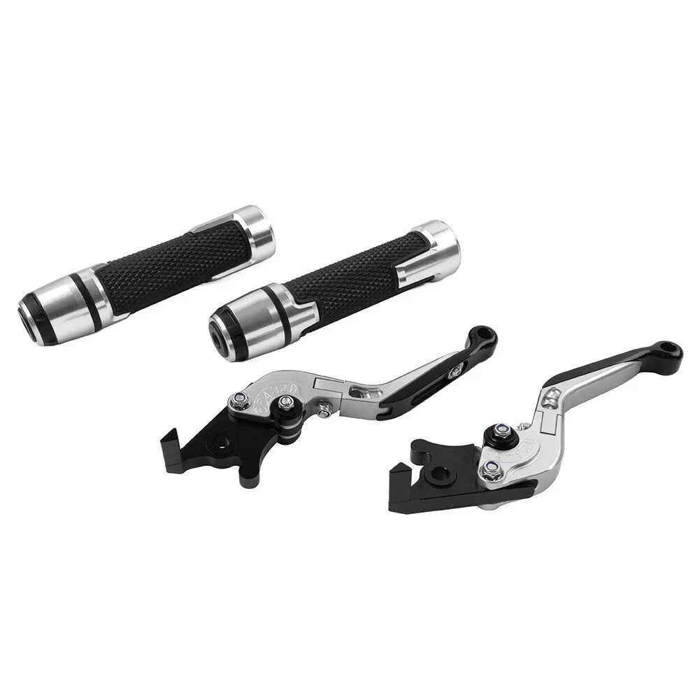 Silver Extendable Brake Clutch Levers & Grips for BMW F650GS (2002-2007)