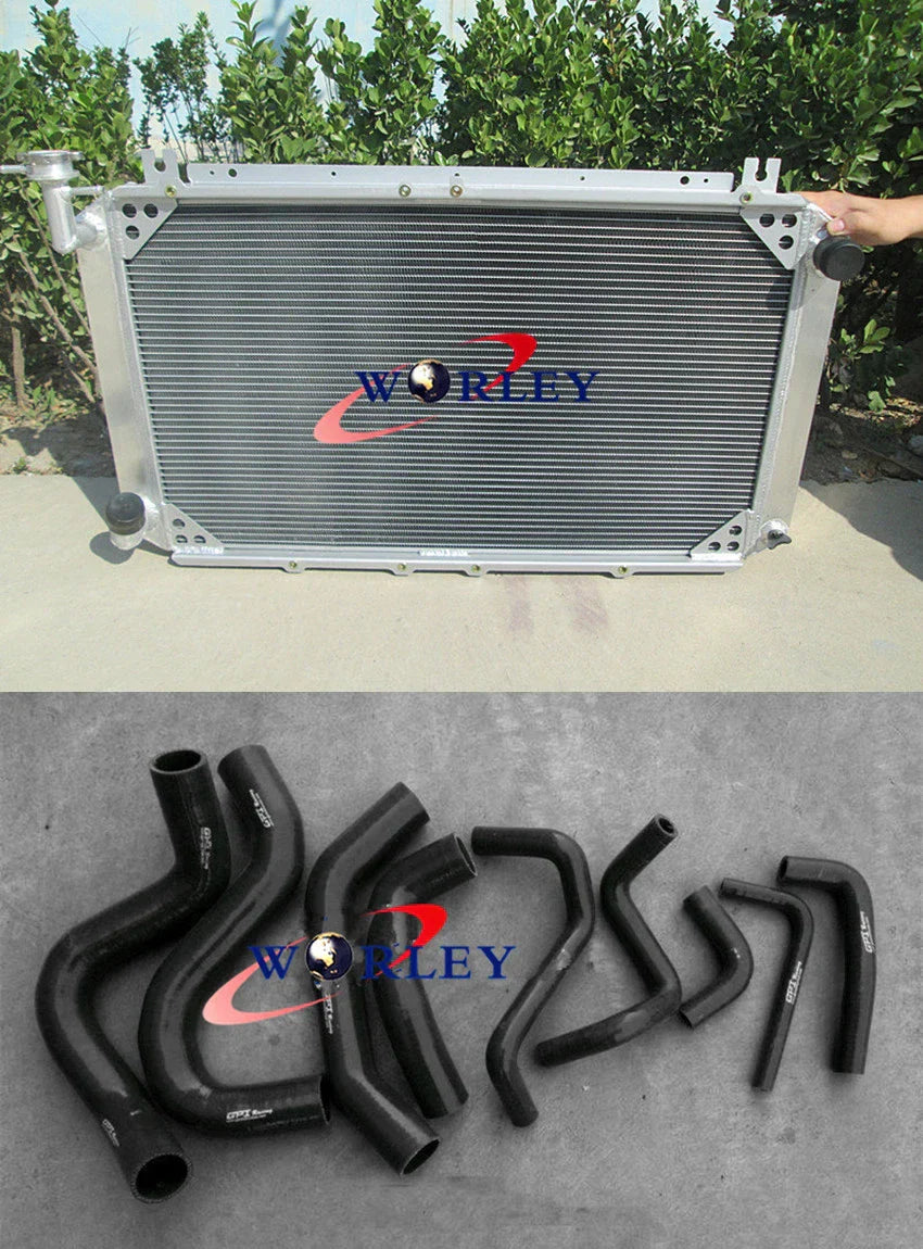 Aluminum Radiator + Hose for Nissan Patrol Y60 GQ 2.8L RD28T Turbo Diesel (94-97)
