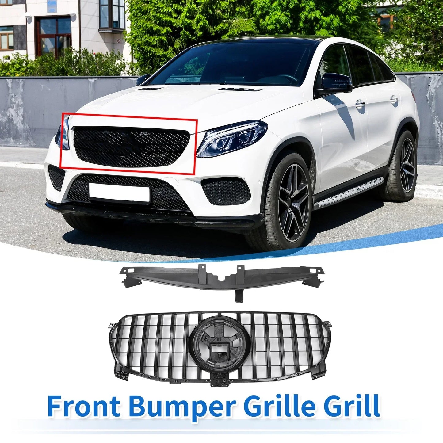 Front Upper Bumper Grille for Mercedes-Benz GLE350 2020-2022 Black Grille