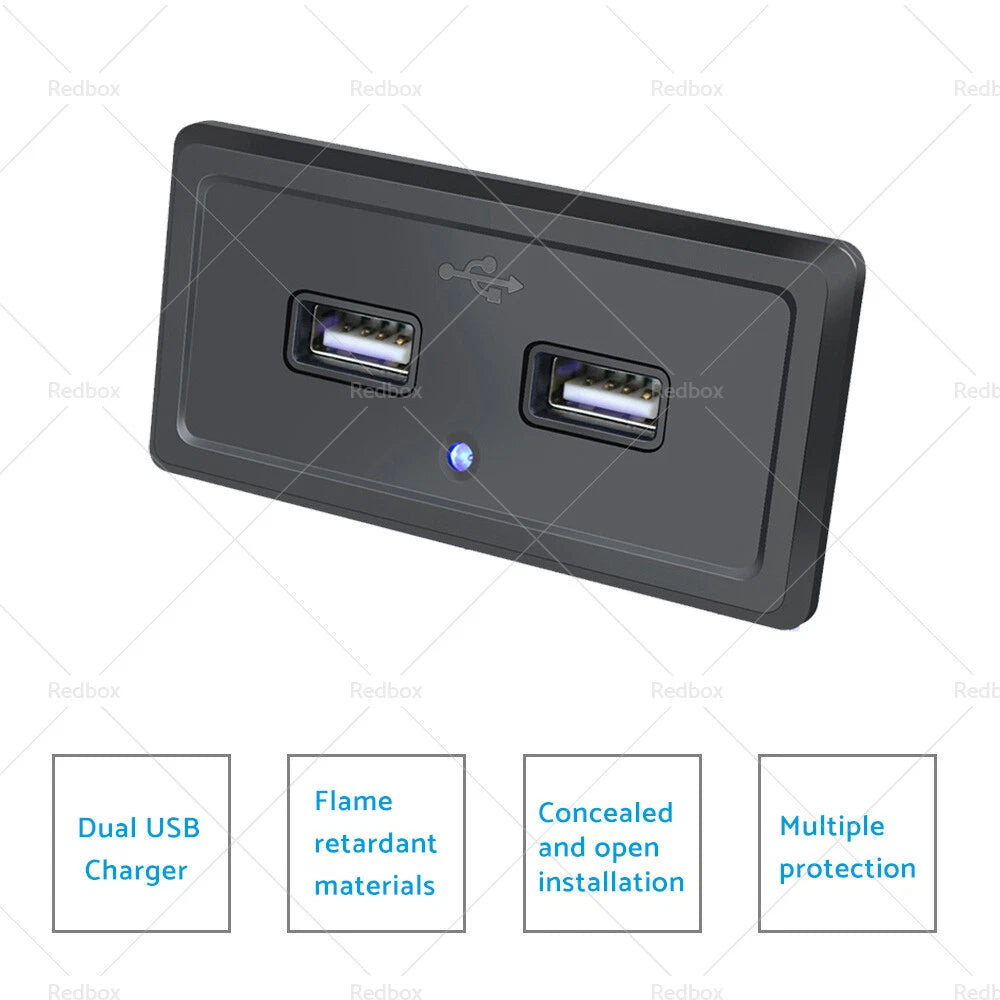 Dual USB Fast Charger Socket Power Outlet Panel for Motorcycle Car RV