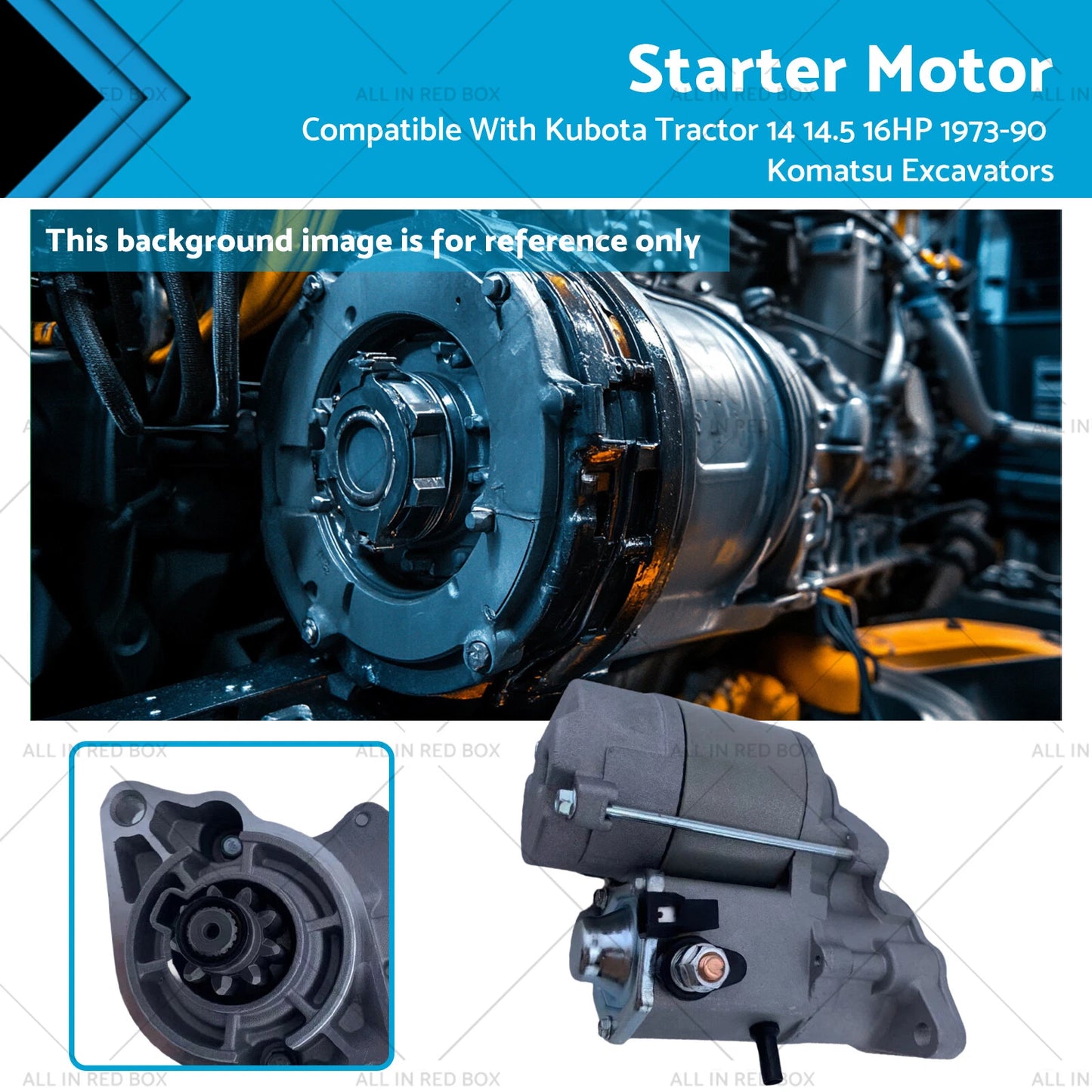 Starter Motor for Kubota Tractor 14 14.5 16HP (1973-1990)