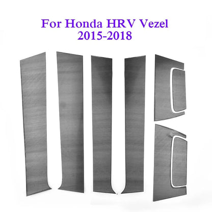 8x Black PC Side Door Casement Pillar Cover Trim for Honda HR-V (2016–2020)