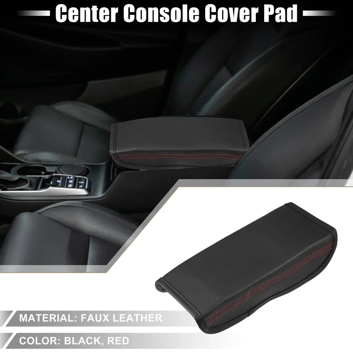 Car Center Console Armrest Cover for Hyundai Tucson (2016-2021) Black Red