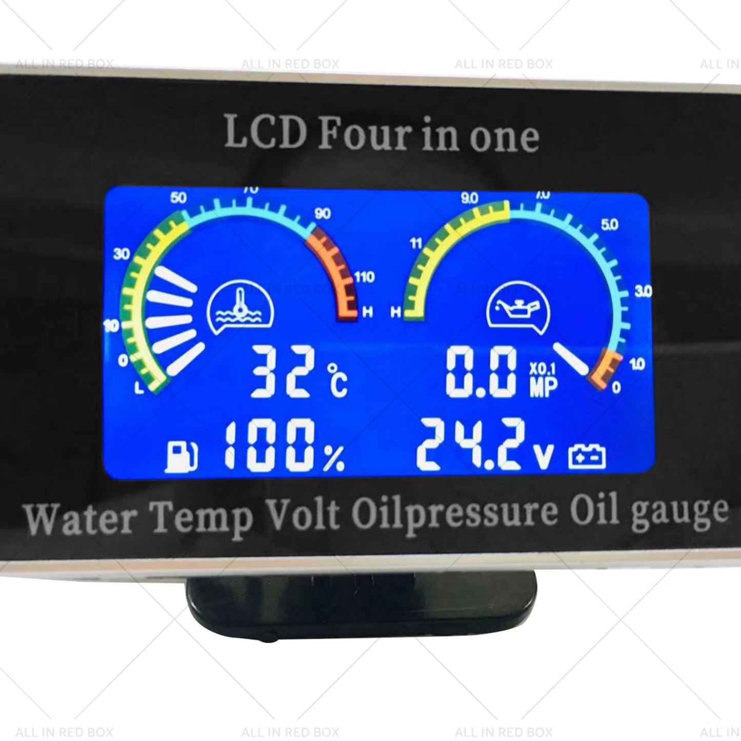 4-in-1 Car LCD Digital Oil Pressure Voltage Water Temp Fuel Gauge