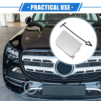Rear Bumper Tow Hook Cover for Mercedes-Benz GLS 450 (2017-2019) Silver Tone