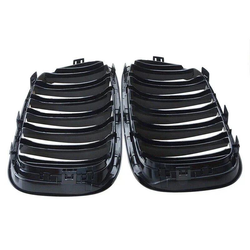 2 x Front Grille Kidney Grill Gloss Black for BMW X3 (2010-2014)