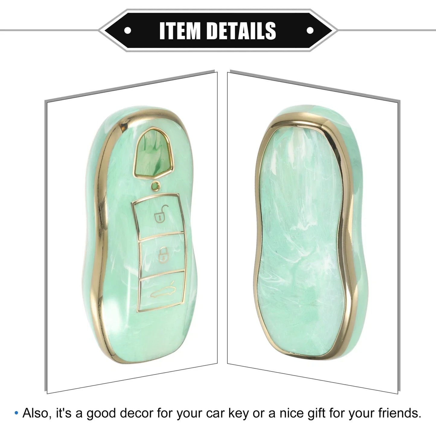 3 x Button Smart Key Fob Case Cover for Porsche Cayenne (2011-2018) TPU Green