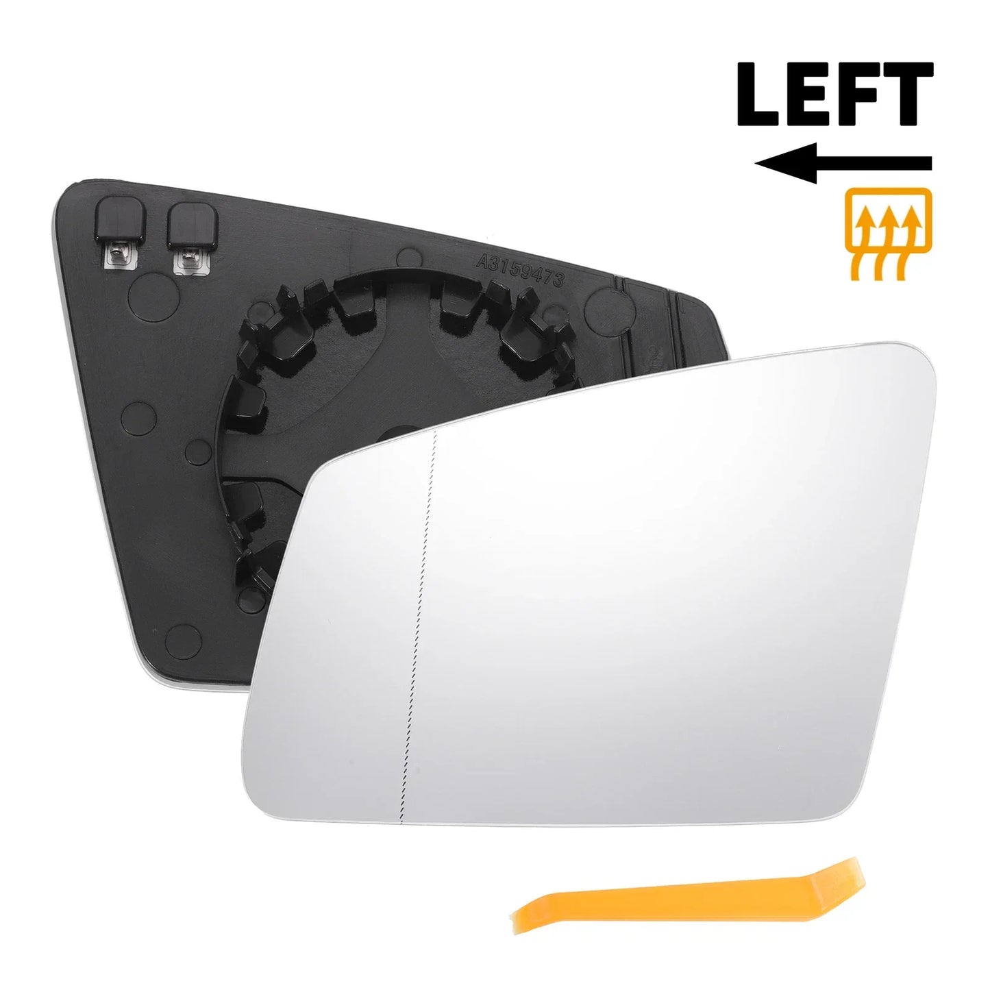 Left Side White Mirror Glass w/ Back Heated for Mercedes-Benz S/C/E-Class (2003-2018)