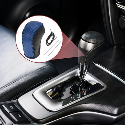 Gear Shift Knob Cover for Hyundai Tucson 2015-2018 Black Blue Faux Leather