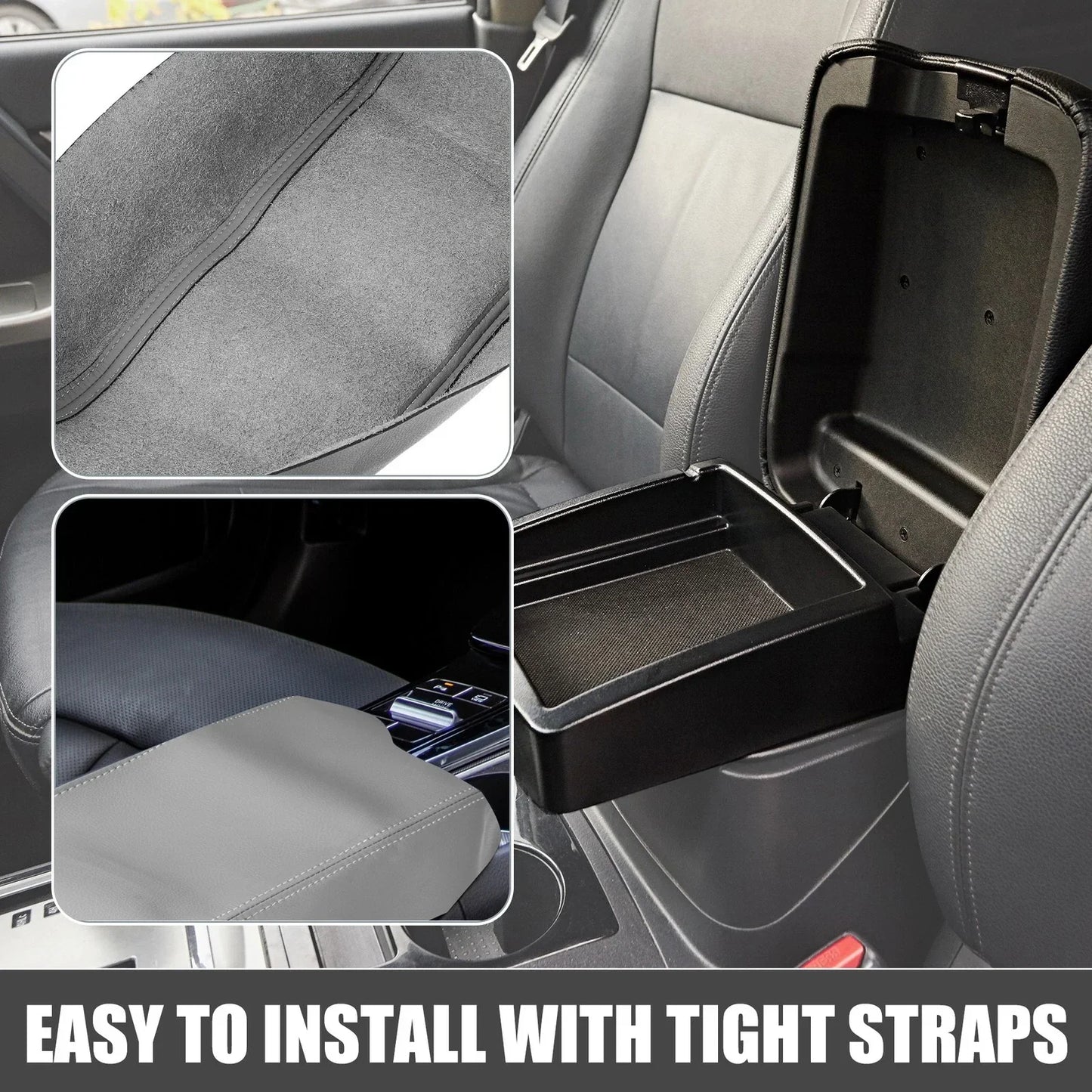 Car Center Console Armrest Cover Trim for Hyundai Sonata (2015-2019) Gray