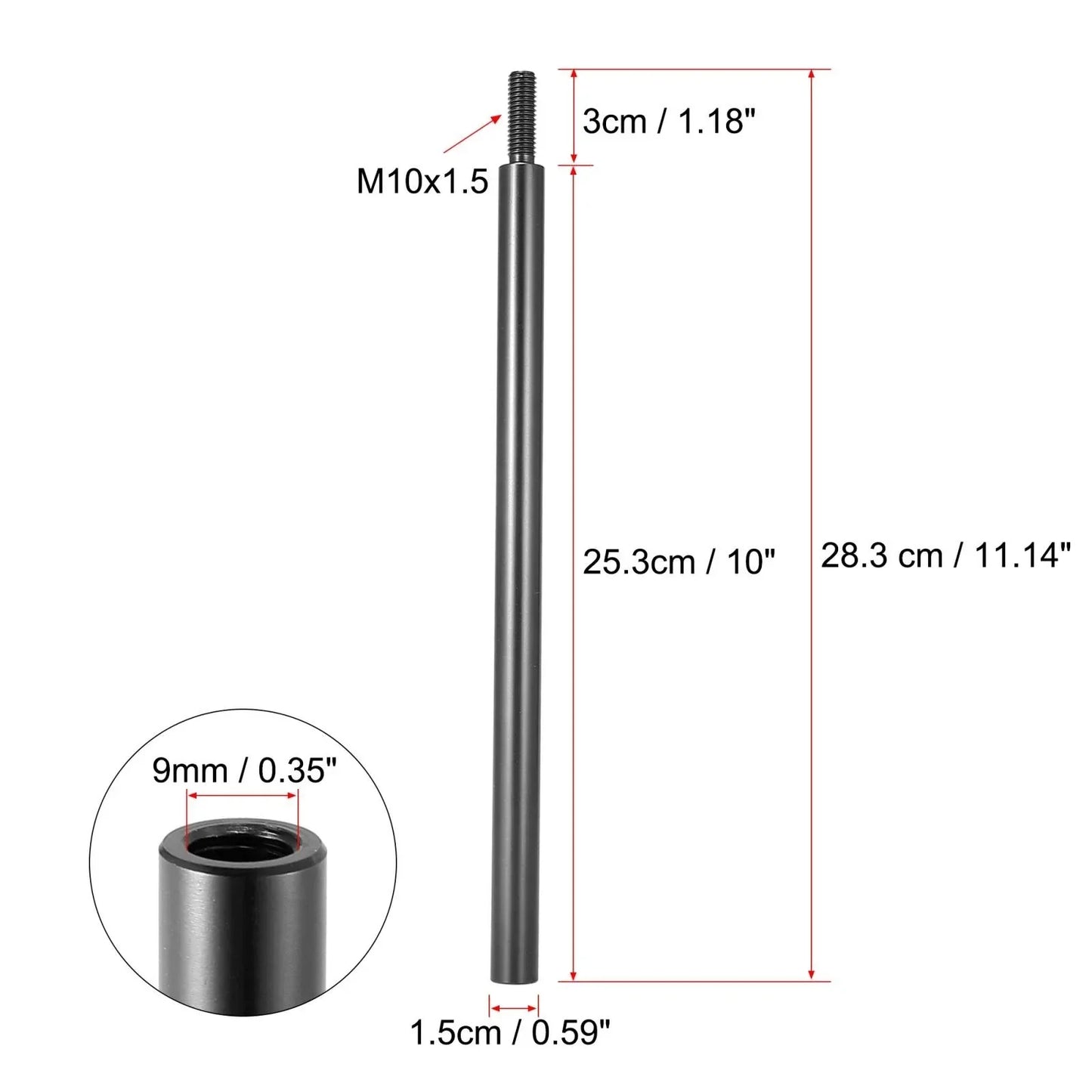 10" Gear Shift Knob Extender for Honda M10X1.5 Black  1 x PC