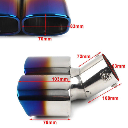 Dual Steel Rear Exhaust Pipe Tail Muffler Tip for Universal Car Accessories