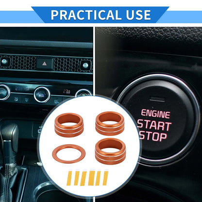 AC Engine Start Switch Knob Cover Ring for Honda Civic (2022-2024) - 4 Pcs