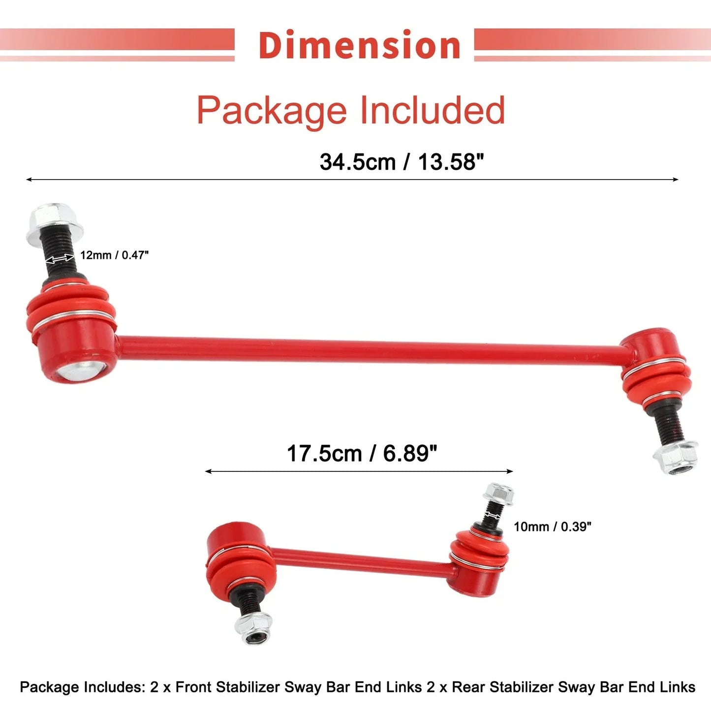 4 x Front Rear Stabilizer Sway Bar Links for Honda Pilot, Acura MDX (2003-2008)