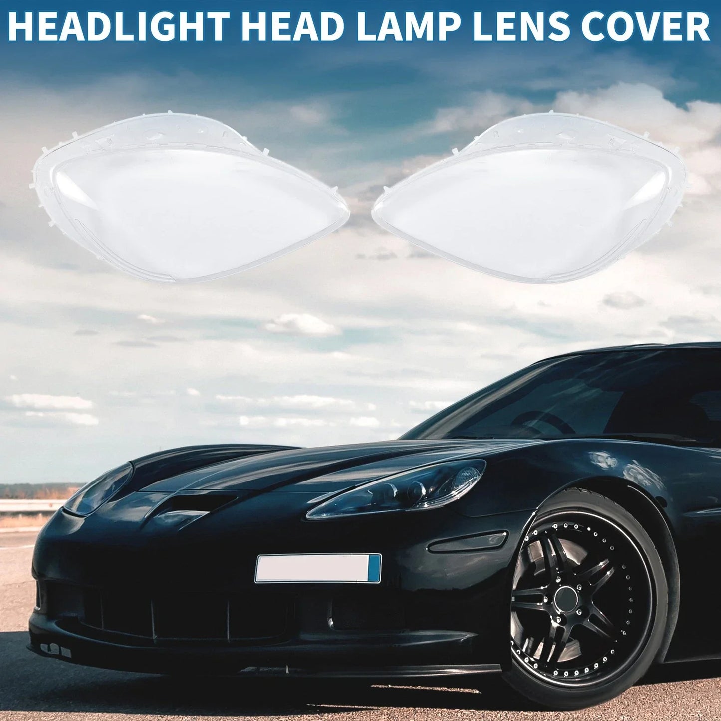 Car Front Left Right Headlight Lens Covers for Chevrolet Corvette C6 (2005-2013)