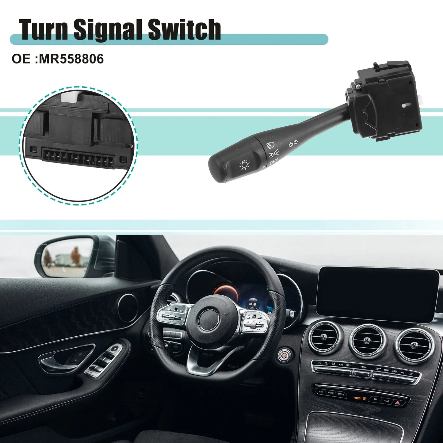 Turn Signal Switch for Chrysler Sebring, Dodge Stratus, Black (2001-2006)