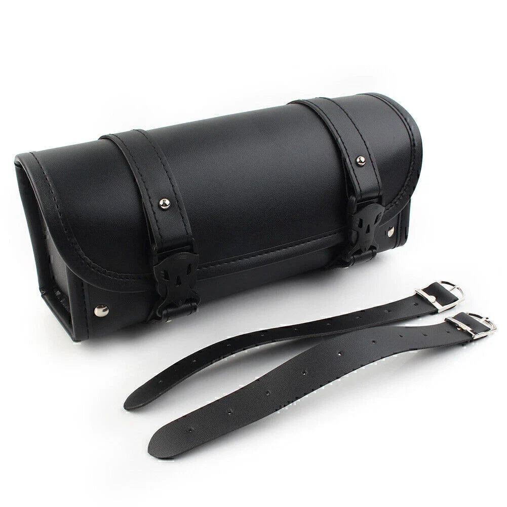Universal Black PU Leather Motorcycle Side Saddle Bags for Storage