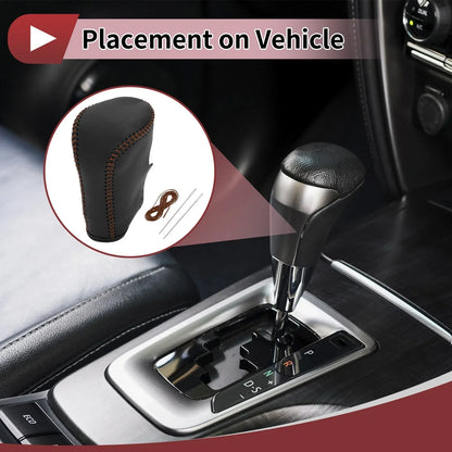 Car Gear Shift Knob Cover for Honda Accord (2008-2012) - Black Brown Faux Leather
