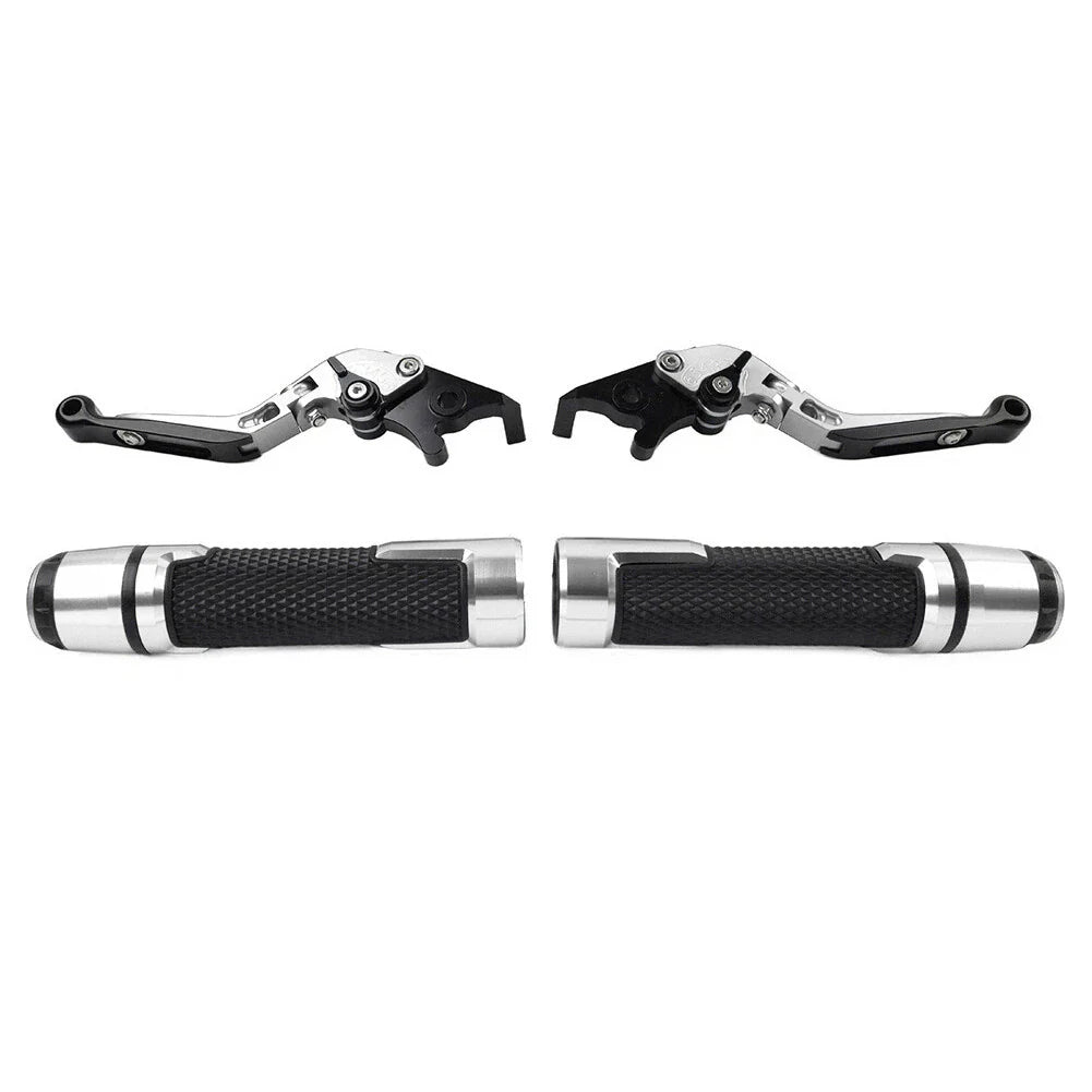 Silver Extendable Brake Clutch Lever Grips Set for Suzuki GSXR600/750 (2006-2019)