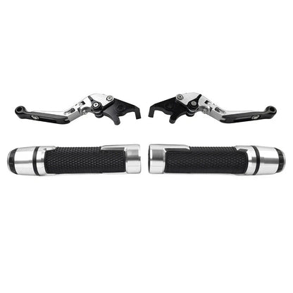 Silver Extendable Brake Clutch Lever Grips Set for Suzuki GSXR600/750 (2006-2019)